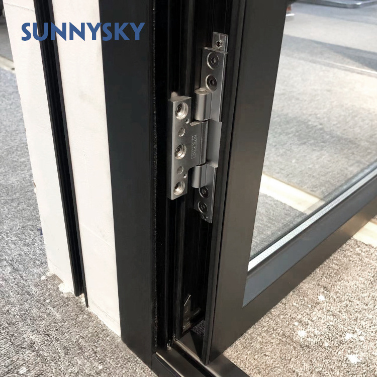 Sunnysky Aluminum Frameless Folding Glass Door Panoramic Accordion Interior Partition Bifold Doors