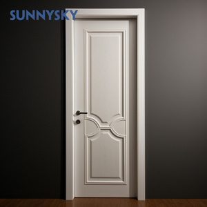 Sunnysky Modern Design solid Wood Front Door House Bedroom Interior Security Steel Wooden Doors