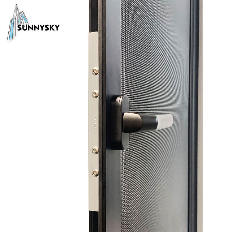 Sunnysky Exterior Aluminium Folded Double Glass Terrace Aluminum Plexiglass Sliding Folding Door Profiles Bi-Folding Doors