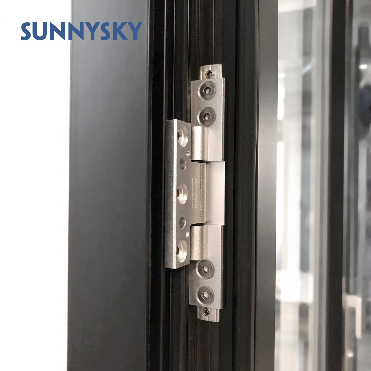 Sunnysky Aluminum Frameless Folding Glass Door Panoramic Accordion Interior Partition Bifold Doors