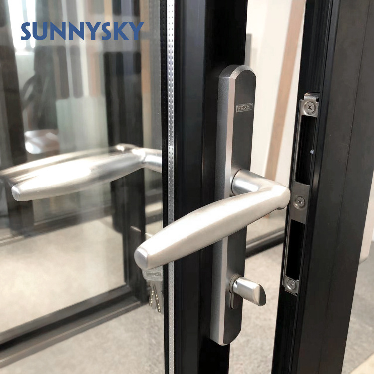 Sunnysky Aluminum Frameless Folding Glass Door Panoramic Accordion Interior Partition Bifold Doors