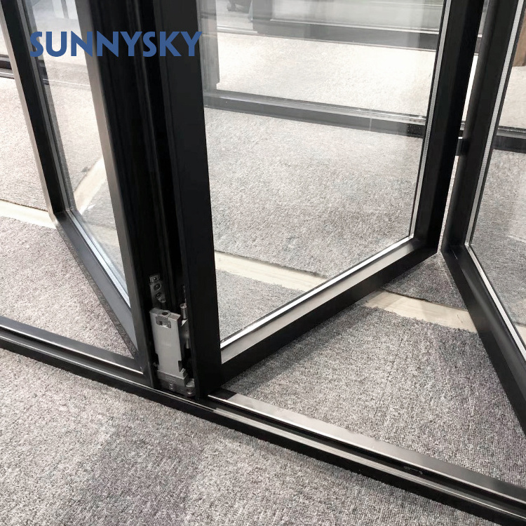 Residential project Transparent Accordion folding door aluminum bi folding door glass