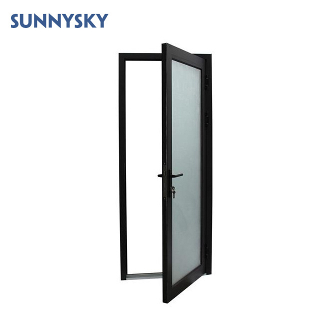 Sunnysky Modern Design double glazed tempered glass hurricane impact front Aluminum Swing Door Entrance Door for houses