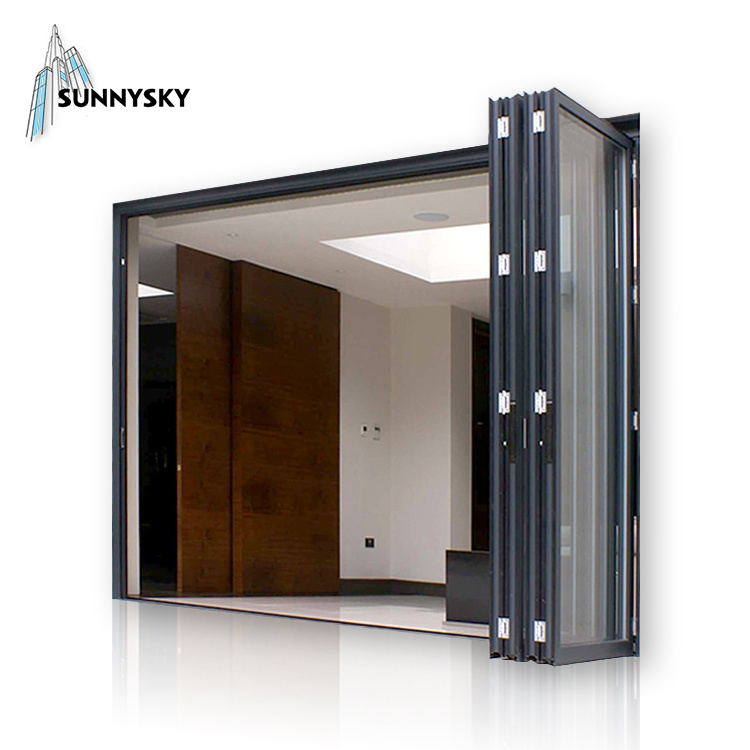 Factory exterior thermal break bi-fold accordion aluminum glass patio bi folding doors with best price