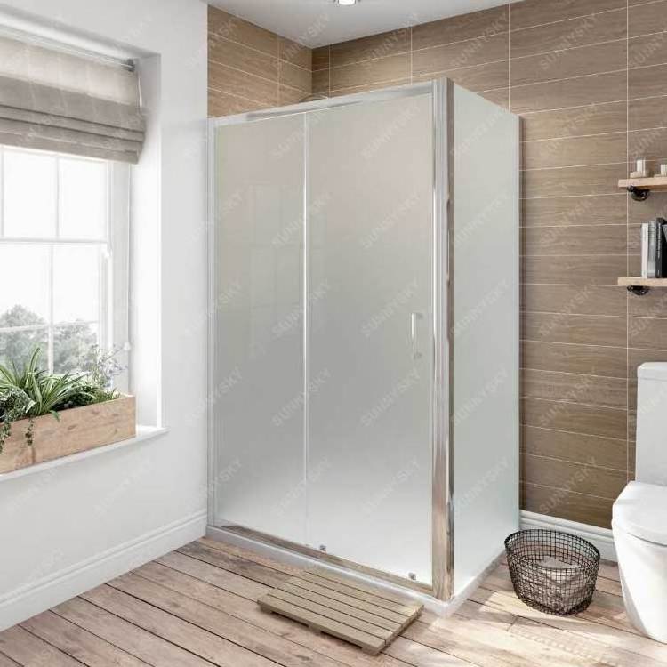 Sunnysky Customized size frameless shower room door shower partition bathroom sliding tempered glass door