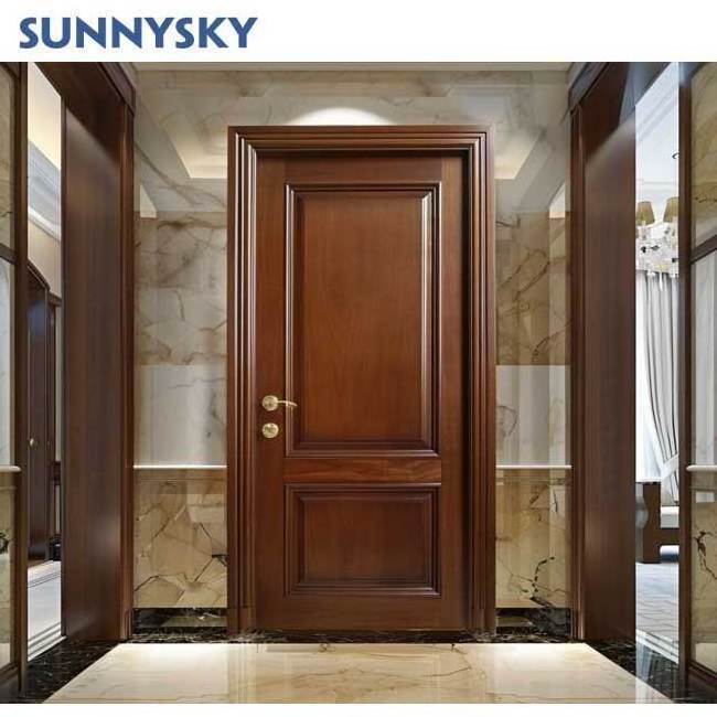 Sunnysky Hot Design Customized Design Wooden Door Design Picture Teak Wood Single Door