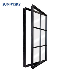 Sunnysky European design UPVC windows double glazing swing PVC casement window with grid