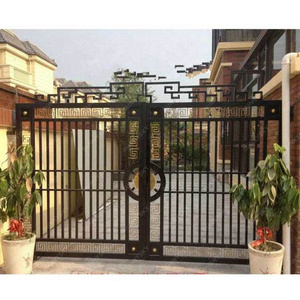 Sunnysky Custom Wrought Iron Residential Main Entrance Gates/Iron Main Gate Door Designs/Aluminum Metal Sliding Gates Factory