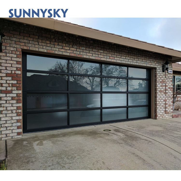 Sunnsky Modern Villa Exterior Insulated Automatic Remote Control Aluminum Sectional Glass Garage Door