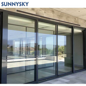 Sunnysky european style internal office front glass aluminum screen plexiglass sliding doors sheet