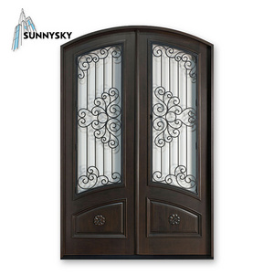 European Security Arched Single Double Main Entrance Front Entry Wrought Iron Door Price