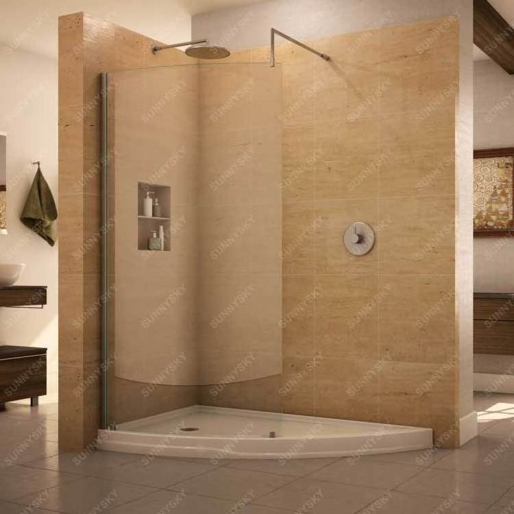 Sunnysky Customized size frameless shower room door shower partition bathroom sliding tempered glass door