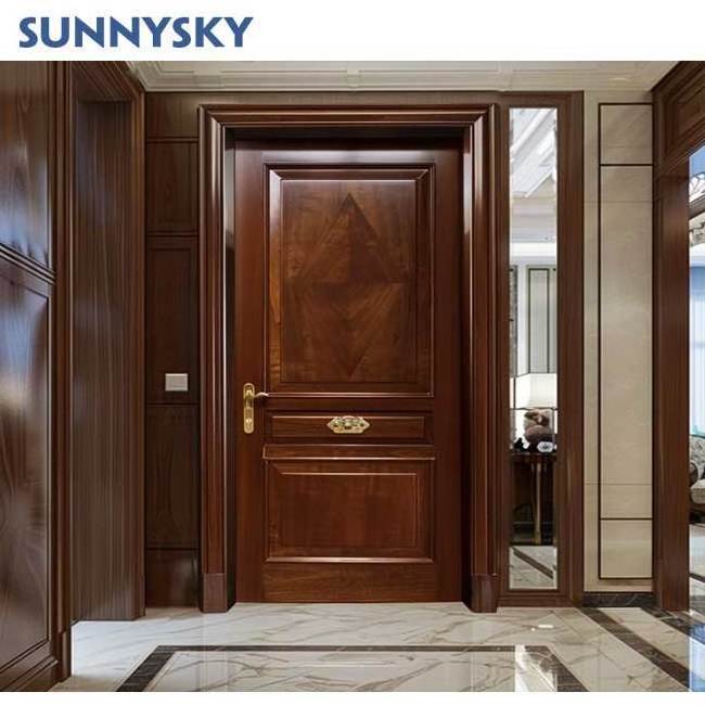 Sunnysky Hot Design Customized Design Wooden Door Design Picture Teak Wood Single Door