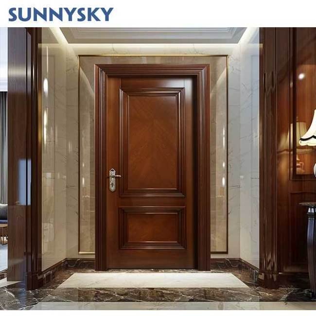 Sunnysky Hot Design Customized Design Wooden Door Design Picture Teak Wood Single Door