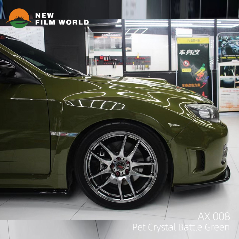 Ultra glossy Pet Crystal Battle Green Wrap Premium Multi-layered Car Wrap Vinyl Car Decal