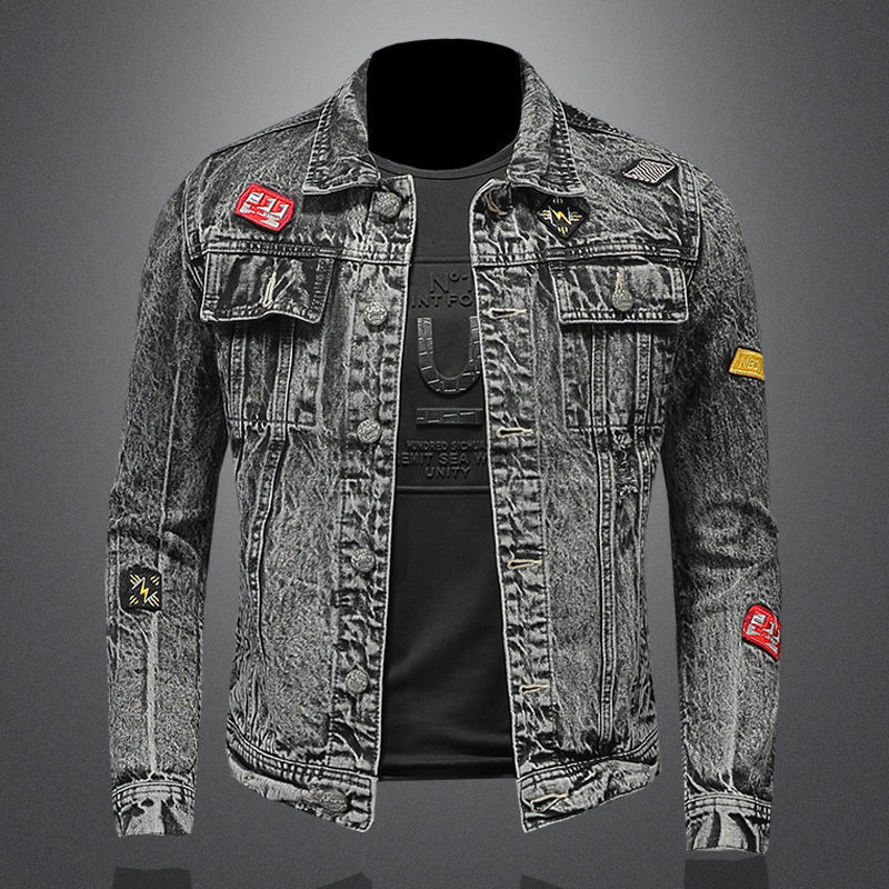 Fashion Street Wear Casual OEM Washed Blue Custom Plain Blank Jeans Wholesale Cotton Denim Bomber Jackets For Jacket Men Coat