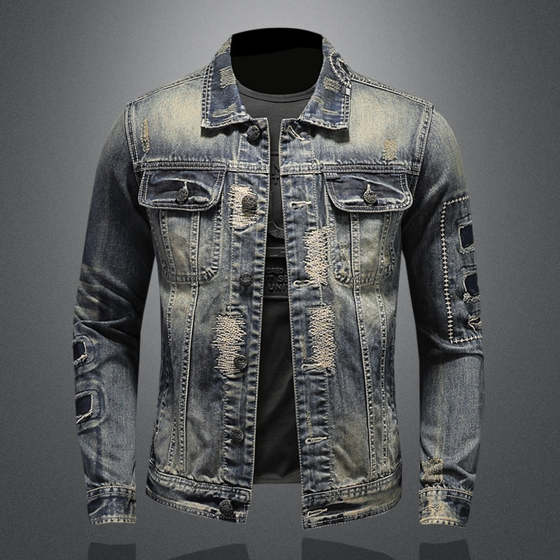 Fashion Street Wear Casual OEM Washed Blue Custom Plain Blank Jeans Wholesale Cotton Denim Bomber Jackets For Jacket Men Coat