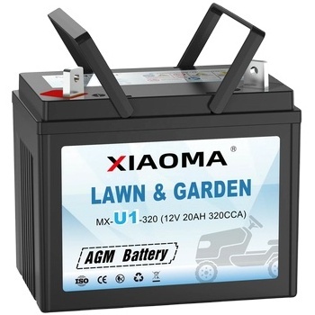 China Factory Customized  U1 320CCA Riding Lawn Mower Batteries, Garden Tractors Battery Maintenance Free AGM Battery