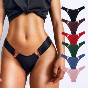 Women's Panties Thong Low Waist Sexy Secret V Letter Thong Panties Sports Butt Lift Seamless Panties Women's Ice Silk Underwear