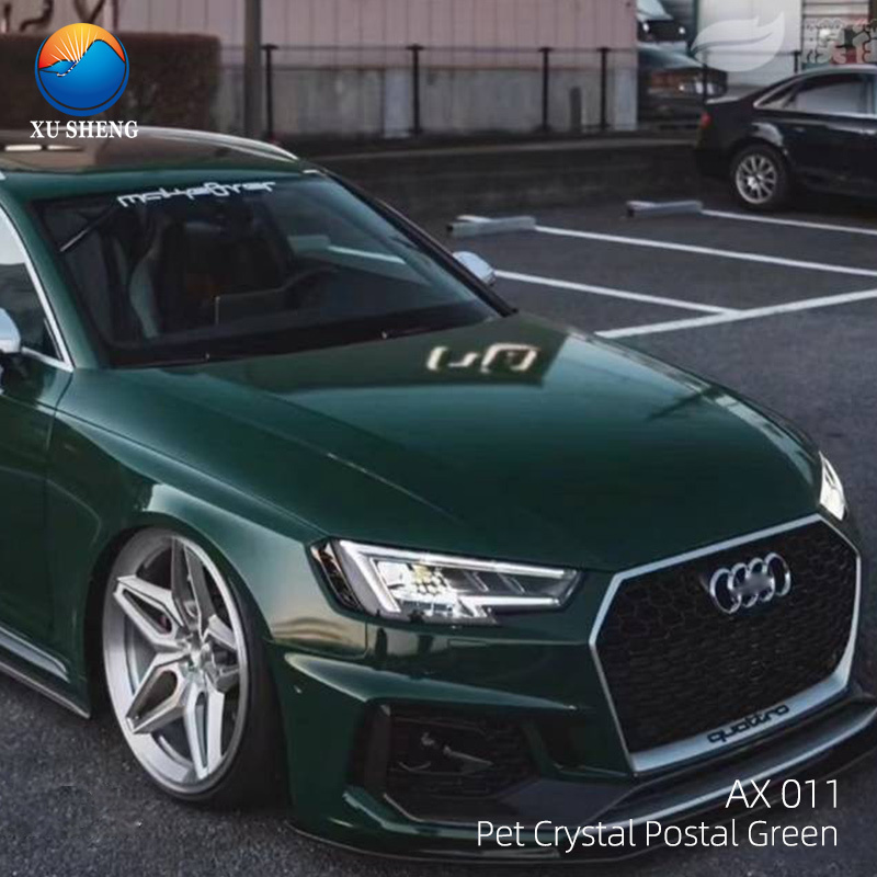 1.52*18m Car Color Change Film Gloss Pet Crystal Postal Green Car Vinyl Wrap Film Glossy Protection Car Body Wrap Film