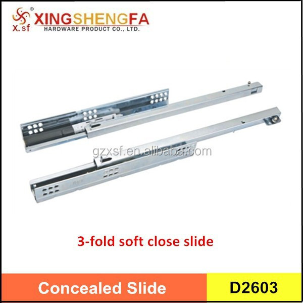 push to open and soft closing concealed drawer slide full extension hidden drawer slide