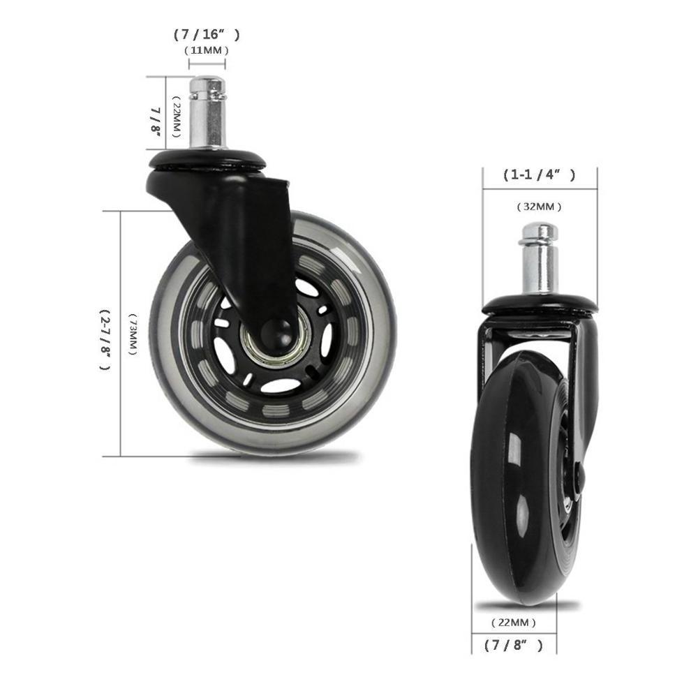 3 Inch Smooth Rolling Office Chair Rollerblade Caster Wheel PU Transparent Wheel  caster