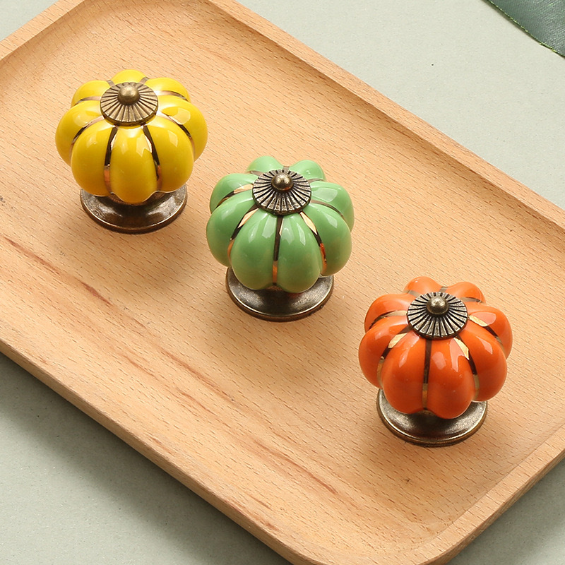 Furniture Funky Cabinet Drawer Handle Pull Luxury Ceramic Cabinet Handle Knob Pumpkin Dresser Knob