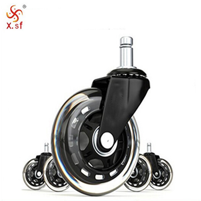 Office Desk 3Inch Transparent Pu Replacement Swivel Rubber Caster Office Chair Caster Wheel