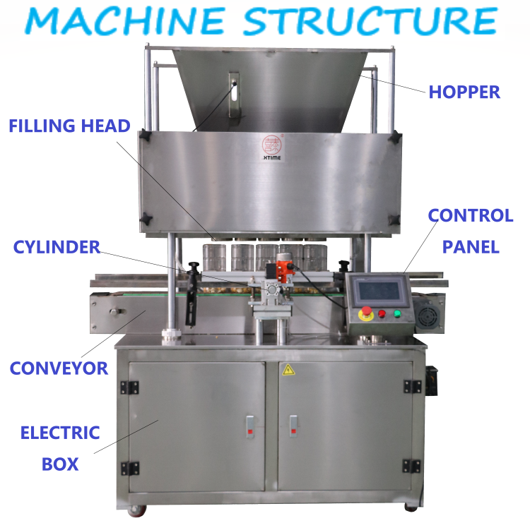 100-1000g 304 stainless steel 5 heads tea rice sunflower seed grain weighing filling machine bottle granule packaging machine