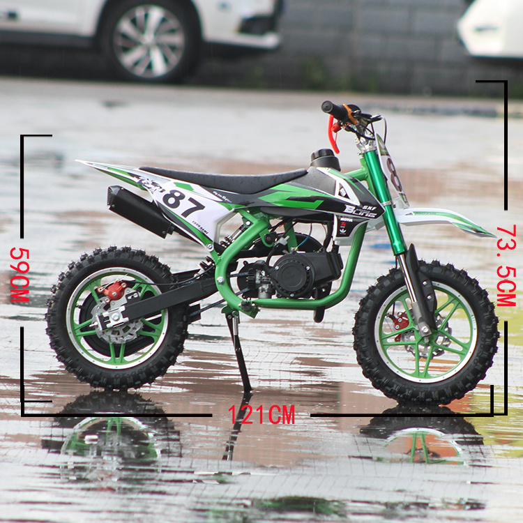 2022 hot selling chain drive petrol powered pull start 2 stroke 50cc 49cc dirt bike for  kids