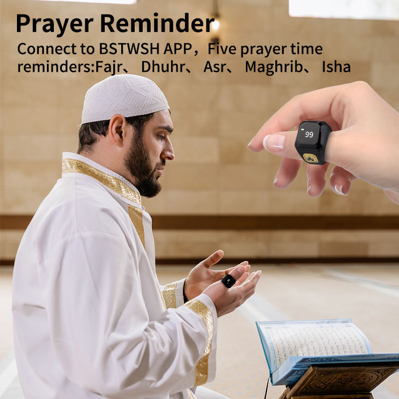 App Control Smart Tasbih Zikr Ring Muslim Plaster Metal Iqabla Electronic Rosary Zikr Ring