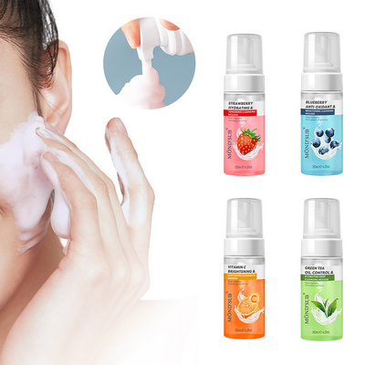 Private Label Green Tea VC Korean Gentle Cleansing Mousse Anti Acne Whitening Skin Care Face Wash Foaming Facial Cleanser