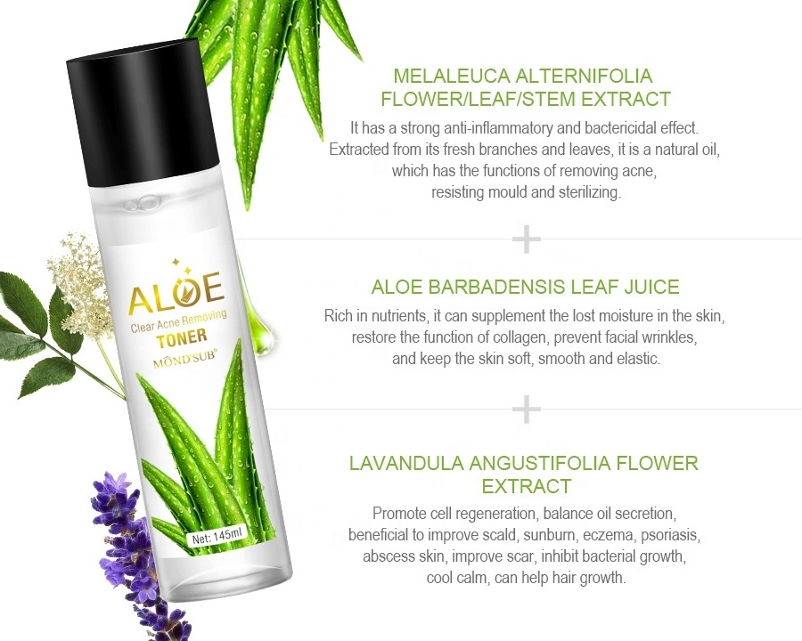 Private Label Aloe Vera Facial Toner Shrinking Pores Oil Control Anti Acne Face Toner