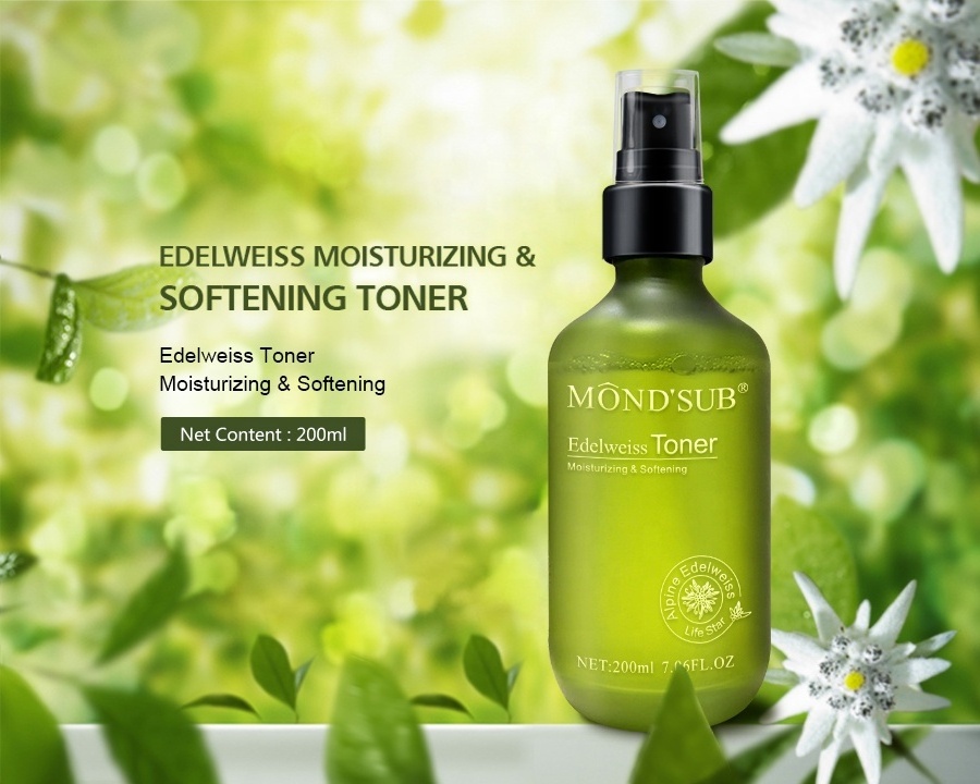 MOND'SUB Edelweiss Natural Whitening Glossy Face Toner Spray Moisturizing Facial Toner