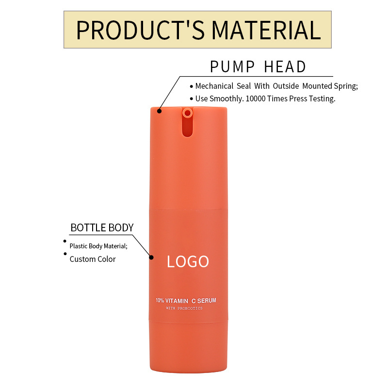 Wholesale yellow lotion plastic bottle 15ml 30ml 40ml 50ml orange plastic bottles for 1 oz airless pump bottle