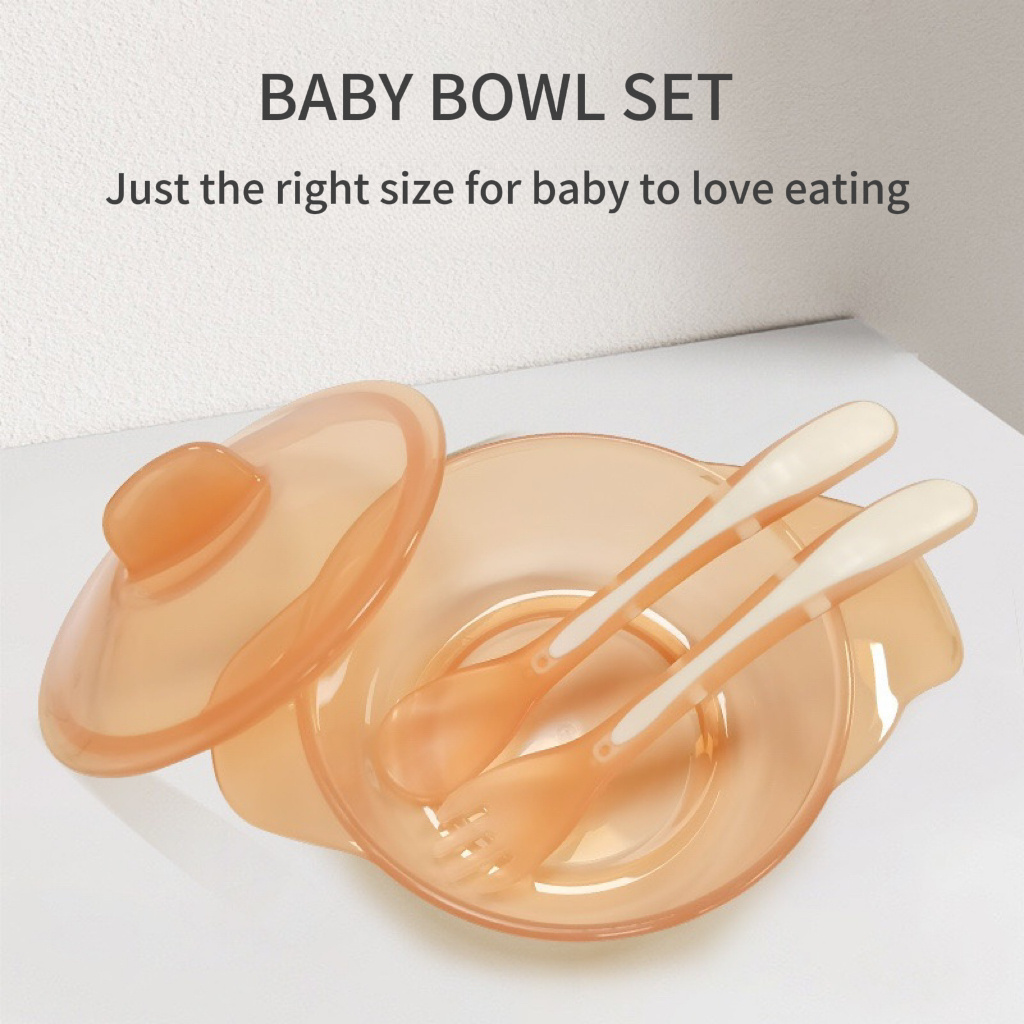 PP Plastic Brown kids baby products food lunch bowls feeding set suction bowl for children baby kids