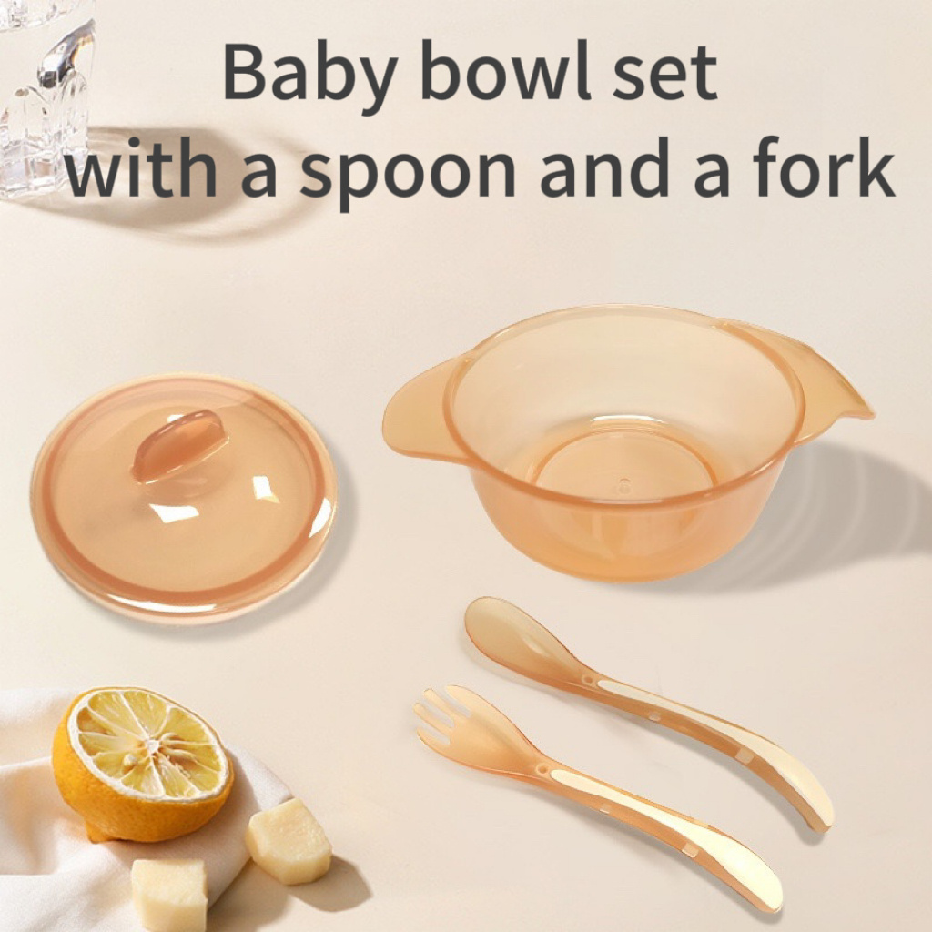 PP Plastic Brown kids baby products food lunch bowls feeding set suction bowl for children baby kids