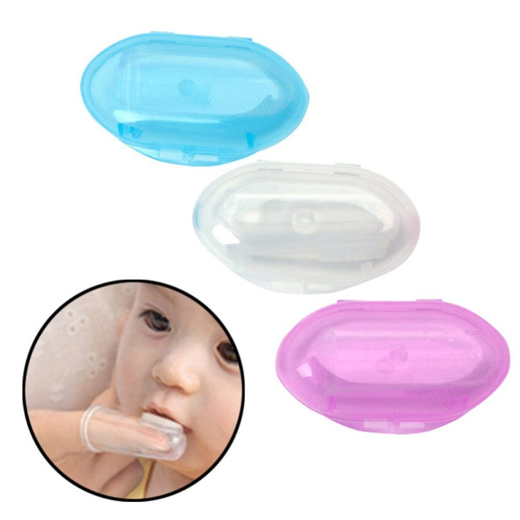 Cute baby finger toothbrush with box  baby silicone finger toothbrush oral cleaning massager for training teething