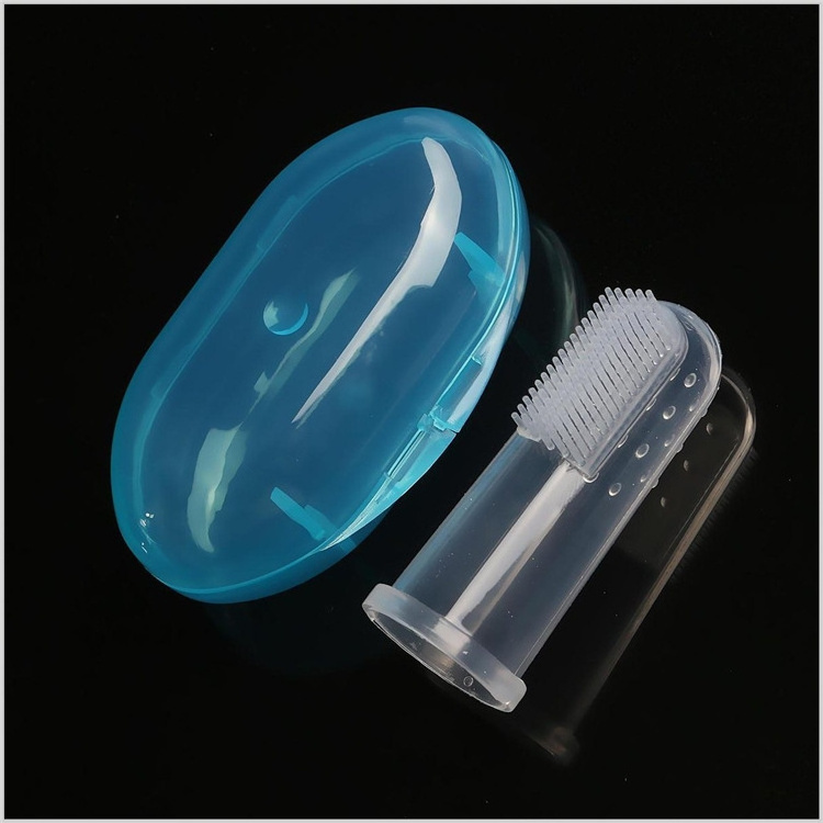 Cute baby finger toothbrush with box  baby silicone finger toothbrush oral cleaning massager for training teething