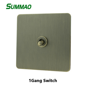 Brass Switch Toggle Stainless Steel Panel Vintage Retro Light Switch