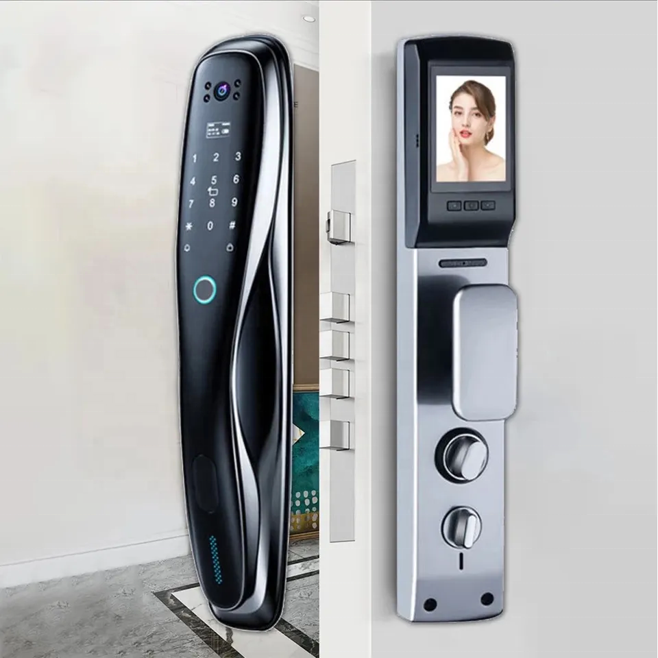 Popular Automatic Smart Lock Wifi APP Camera Lock Key Card Fingerprint Password Smart Wifi Door Lock