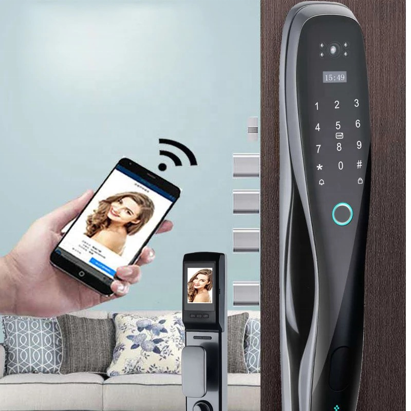 Popular Automatic Smart Lock Wifi APP Camera Lock Key Card Fingerprint Password Smart Wifi Door Lock