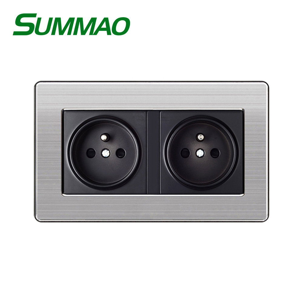 Direct Manufacturer Hidden Socket Blank Wall Socket, France 16A 2Gang Electrical Wall Outlet Socket