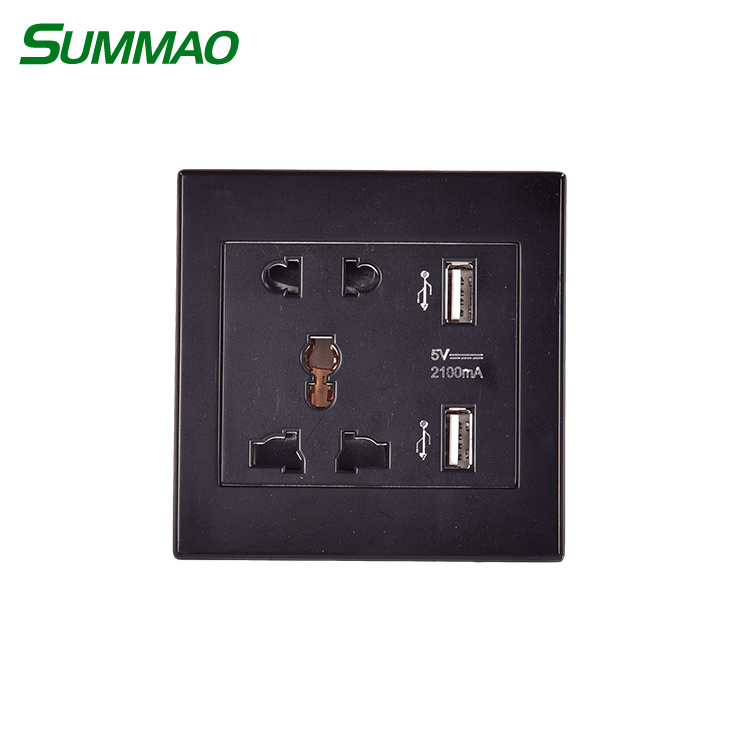 Home Hotel White Black Color British Electrical Multi Power Socket 2 USB 3 Pin Outlet UK Universal Electric Wall Socket