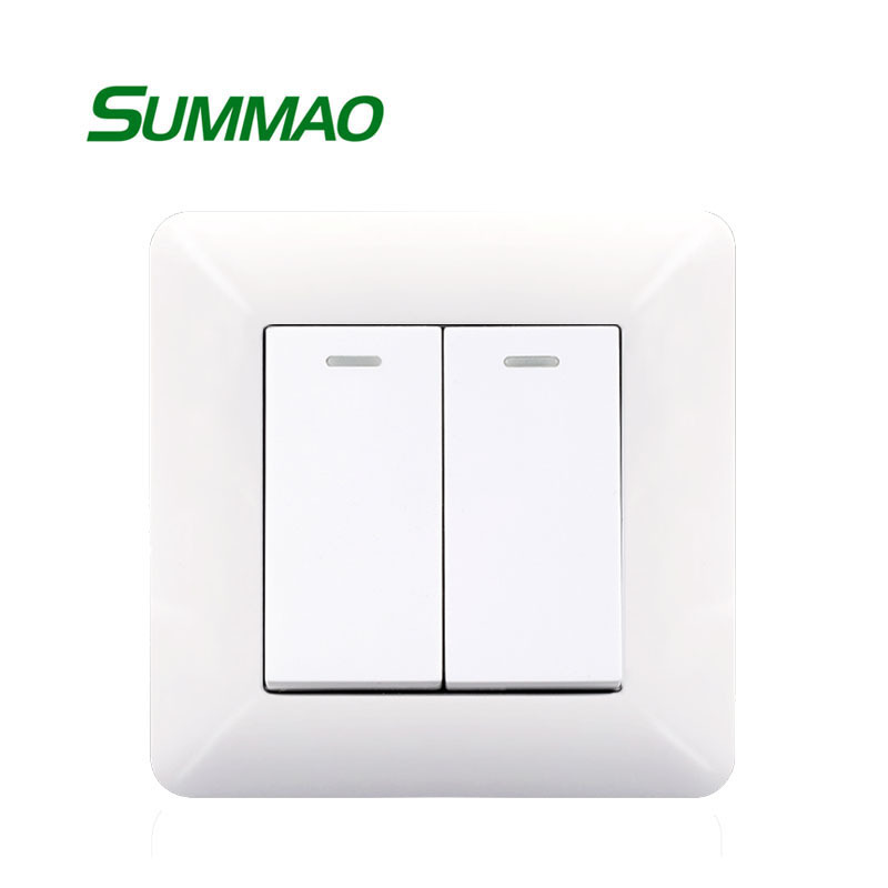 Modern  European Electric Wall Switch Healthy Material Safety Guard Switch Cover 2 Gang 2Way Switch