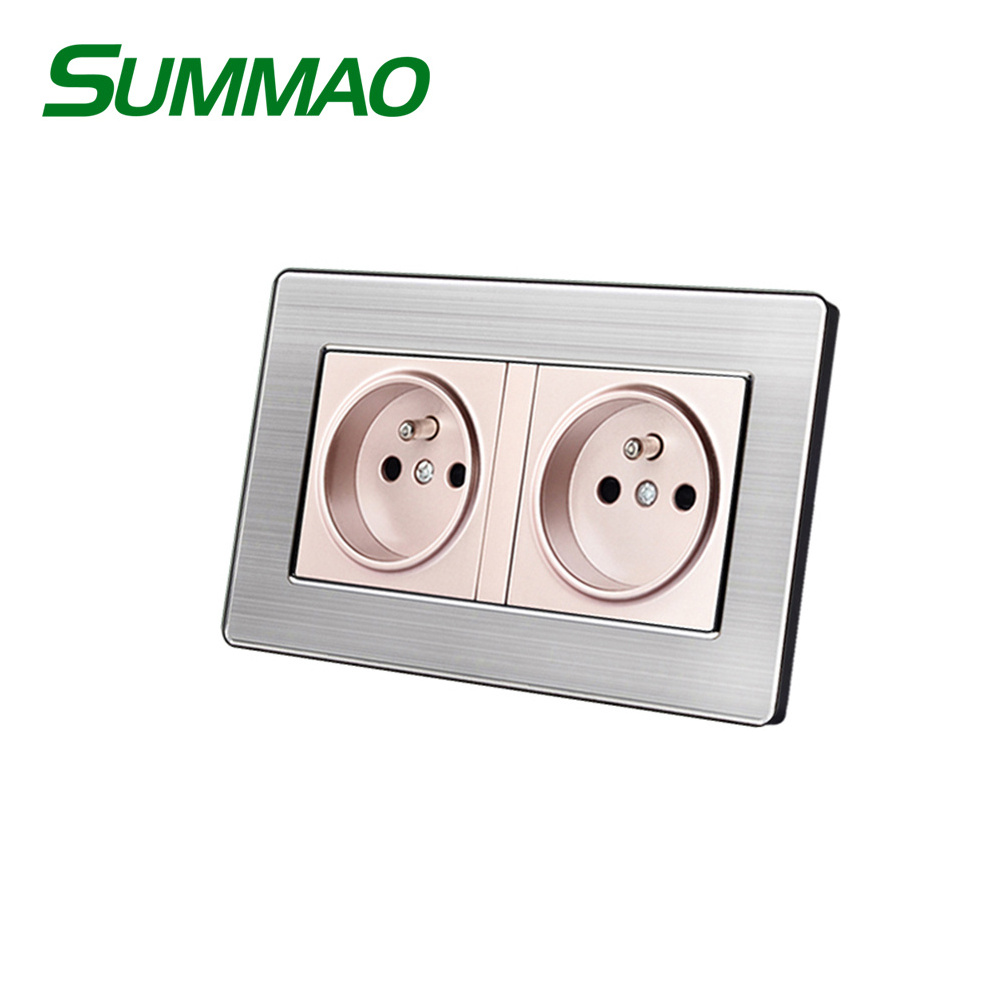 Direct Manufacturer Hidden Socket Blank Wall Socket, France 16A 2Gang Electrical Wall Outlet Socket