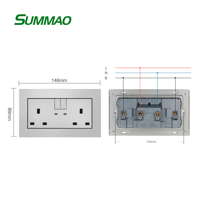 220 Volt UK Socket Types, 13 Amp Electric Double Pole Switch And Socket