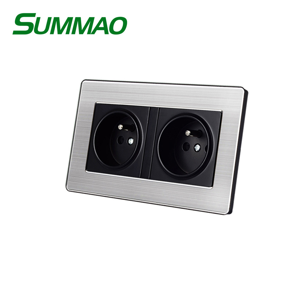 Direct Manufacturer Hidden Socket Blank Wall Socket, France 16A 2Gang Electrical Wall Outlet Socket