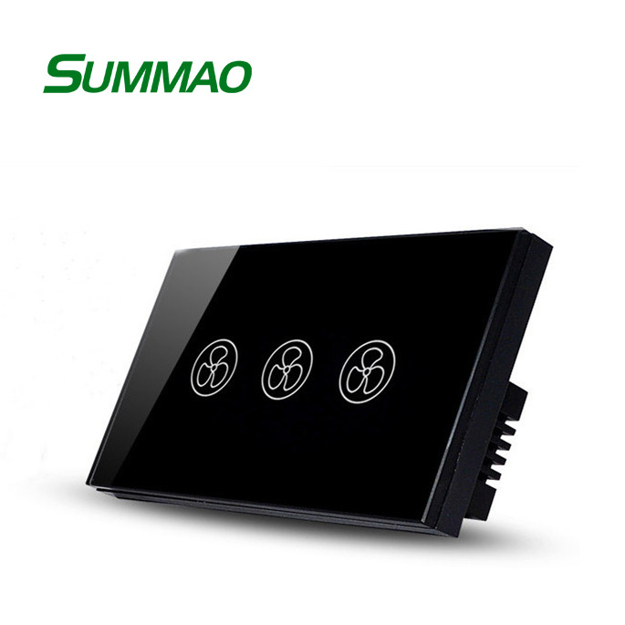 Modern Wall Fan Remote Switch Smart Wifi, Speed Controller Fan Touch Screen Regulator Switch Tempered Glass Panel SM-US-CM12 10A