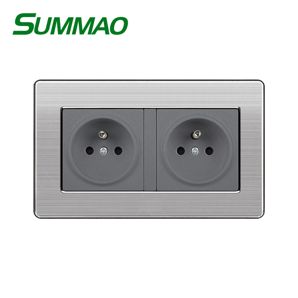 Direct Manufacturer Hidden Socket Blank Wall Socket, France 16A 2Gang Electrical Wall Outlet Socket